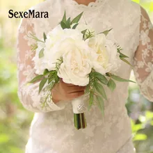 SexeMara белый свадебный букет ручной работы искусственный цветок «Роза» buque casamento свадебные искусственные цветы