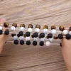 XQNI Matte Onyx Stone&Tiger Eye Combination Stitching with Cubic Zircon Hand Jewelry Beads Bracelet Elastic Stretch Men Bracelet ► Photo 3/6