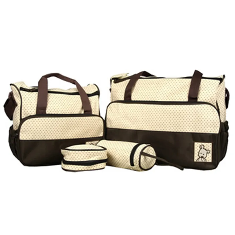 Детские сумки для мамы, infpremiss, подгузник, многофункциональная сумка через плечо, комплект из 5 предметов, сумка-мессенджер - Цвет: coffee