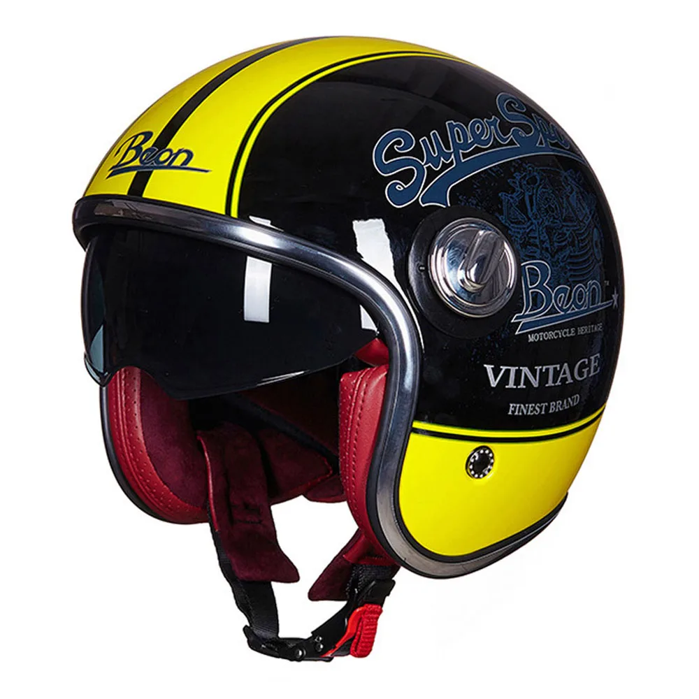 

BEON 2019 Motorcycle Helmet 3/4 Open Face Vintage Retro Hemelt Cafe Racer Chopper Motorbike Moto Helmet For Motorcycle