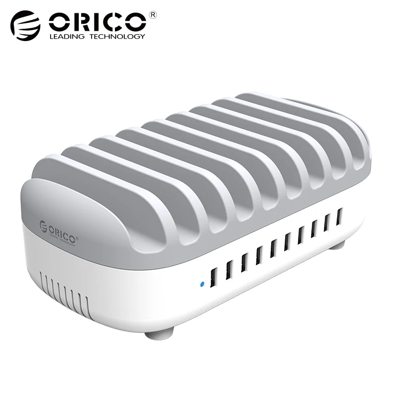 ORICO 10 Ports 120W 5V2.4A*10 USB Charger Dock Powerbus Charging Station with Holder for Phone Tablet PC Apply for Home Public