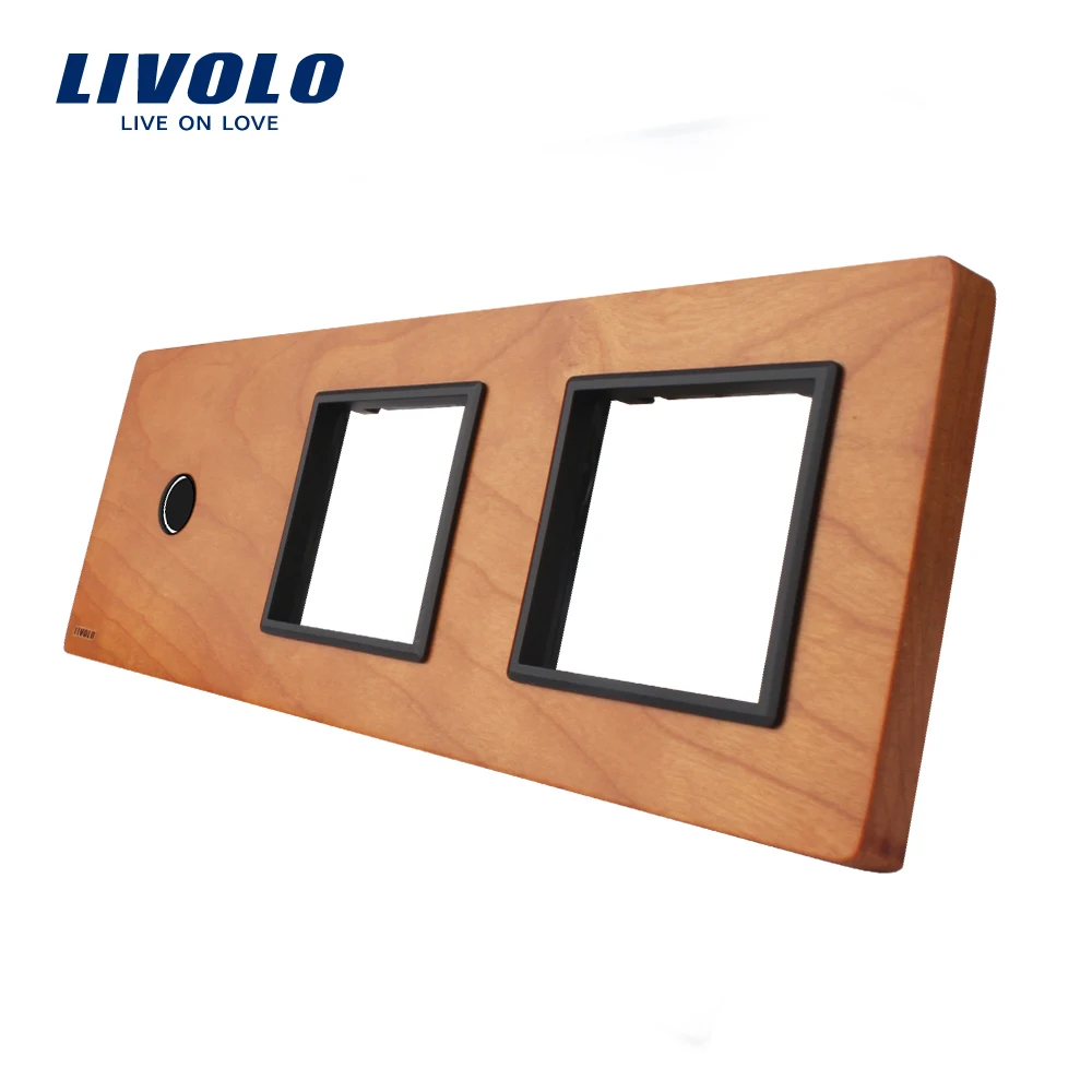 Free Shipping Livolo Cherry Wood Panel 223mm 80mm EU Standard 1Gang 2 Frame Wood Panel VL
