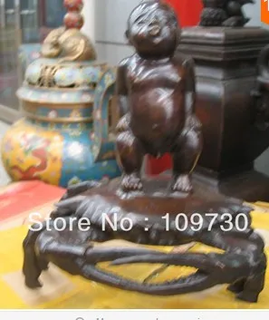 

00384 Collectibles Elegant lovely boy on crab Naked person bronze Statue