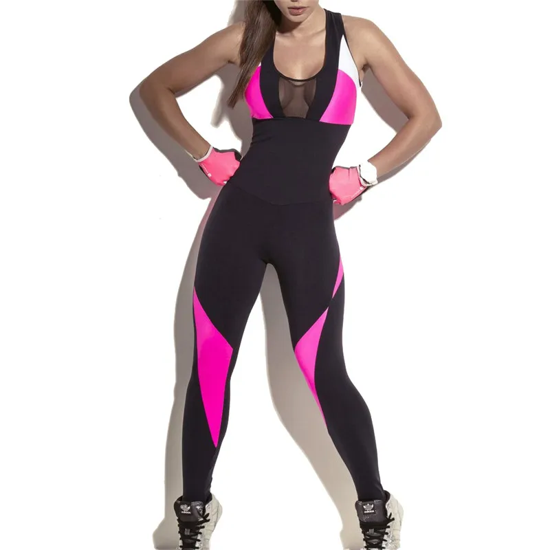 

Gym Sport Suit Women Tracksuit Yoga Set Backless Running Sportswear Leggings Tight Jumpsuits Workout Fitness Clothing