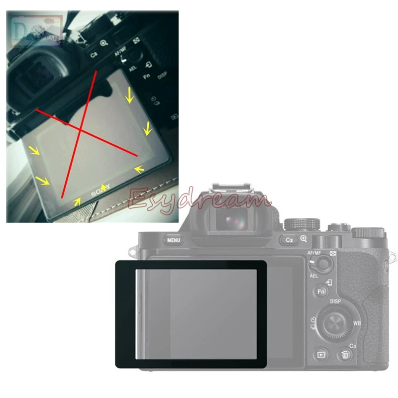 

Black Edging 3M Glass LCD Screen Protector Guard Cover Pefect for Sony A7 A7r A7s Concave Screen Replace PCK-LM16