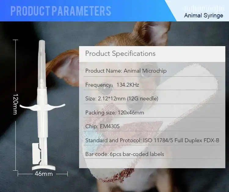 2x12mm microchip animal syringe