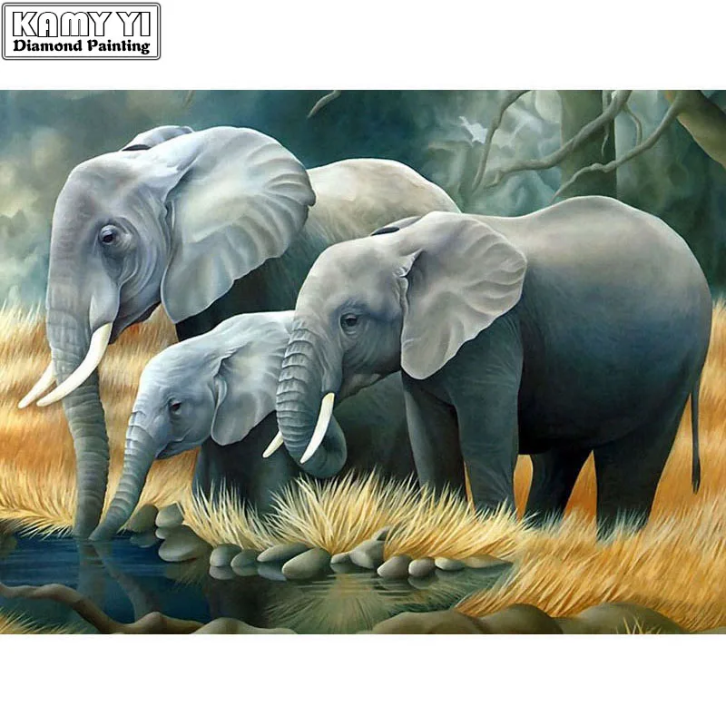 

Full Drill Square Diamond 5D DIY Diamond Painting"Elephant"Diamond Embroidery Cross Stitch Rhinestone Mosaic Painting