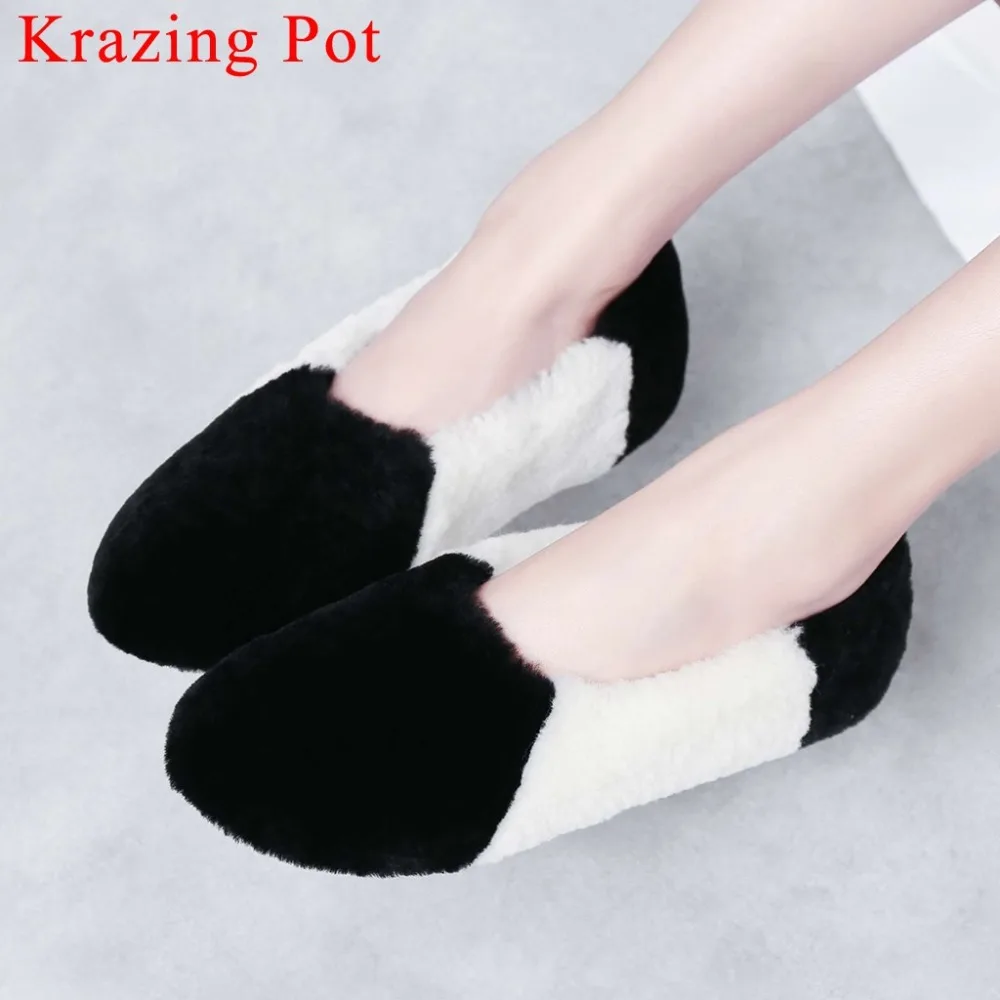 

Mixed colors sweet girls fairy shearling material slip on loafers vocation ballet beauty girls autumn spring leisure flats L97