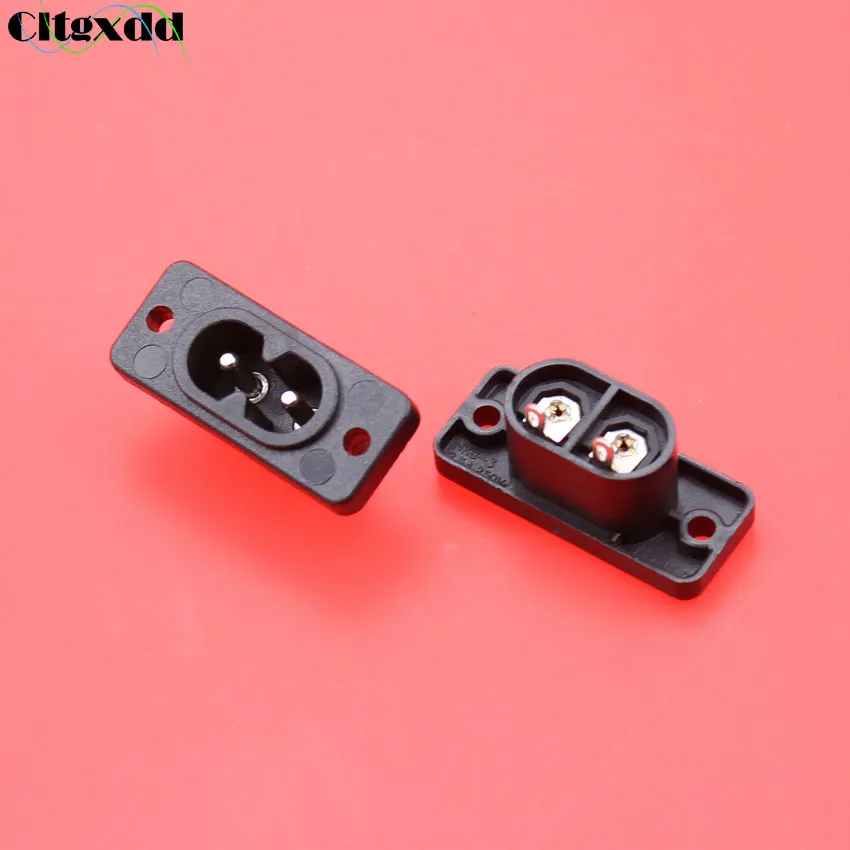 

cltgxdd IEC320 C7 2 Terminal AC Power Plug Inlet Socket AC 250V 2.5A Black two cores of weldable wire socket power supply