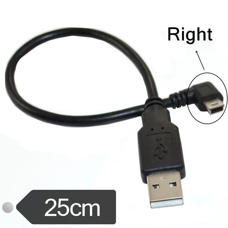 USB 2,0 для мини-usb кабель для синхронизации данных 90 градусов угловой локоть 5 Pin B штекер для мужчин зарядный шнур для камеры MP3 MP4