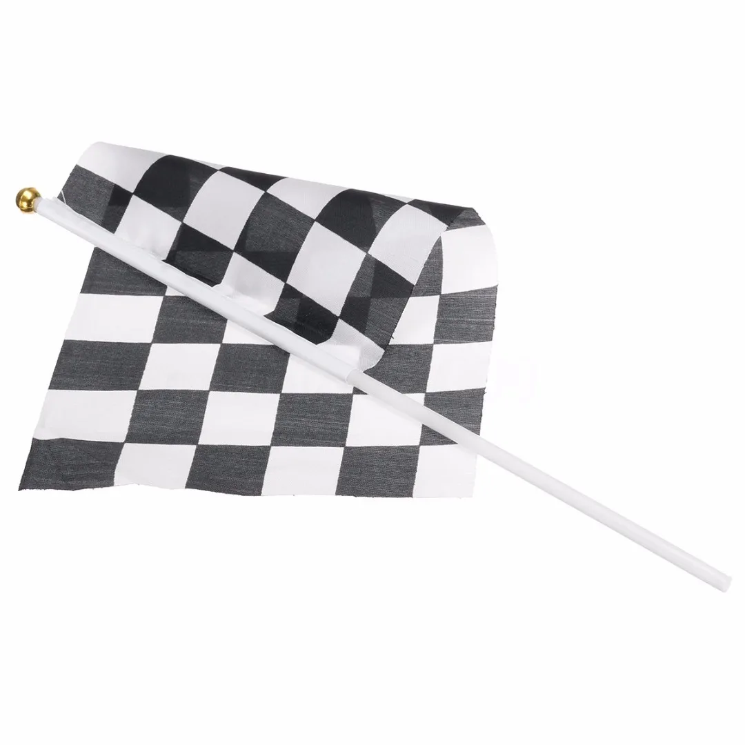 JX-LCLYL 12pcs Chequered F1 Formula One Racing Banners Hand Waving Flag Gift Black&White
