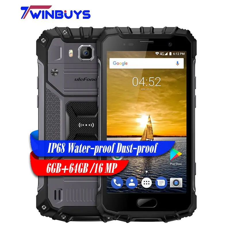 

uleFone Armor 2 4G IP68 Waterproof Smartphone MTK Helio P25 Octa Core 6GB+64GB 5.0" FHD Android 7.0 16MP 4700mAh Fingerprint
