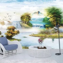 Пользовательские 3D тканевые текстильные обои для стен матовый шелк для гостиной фон фрески европейская живопись маслом Пейзаж Топ