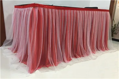 Тюль Туту Юбка для стола для вечерние свадебные дома украшение для банкета Юбка для стола ing для катерть для стола крышка - Цвет: red and white