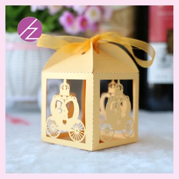 

50Pcs Laser Cut fairy tale pumpkin carriag Party Dinner wedding Decoration Candy favor Gift Box Birthday Cupcake Mini paper Box