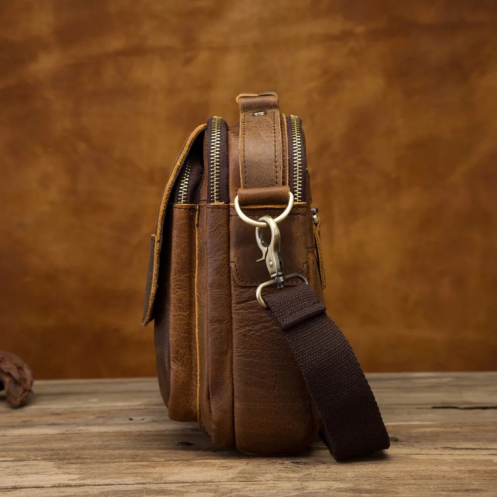 Real Leather Male Casual Design Shoulder Messenger bag Grey Fashion Cross-body Bag 8" Tablet Tote Mochila Satchel bag Men 148-db mens messenger bag mens leather bag