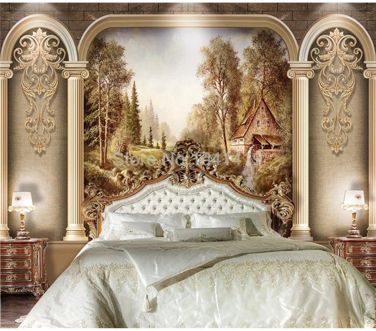 Европейский Стиль римская колонна Настенные обои 3D Искусство Ретро Фреска гостиная спальня Роскошный домашний декор самоклеящиеся обои 3D