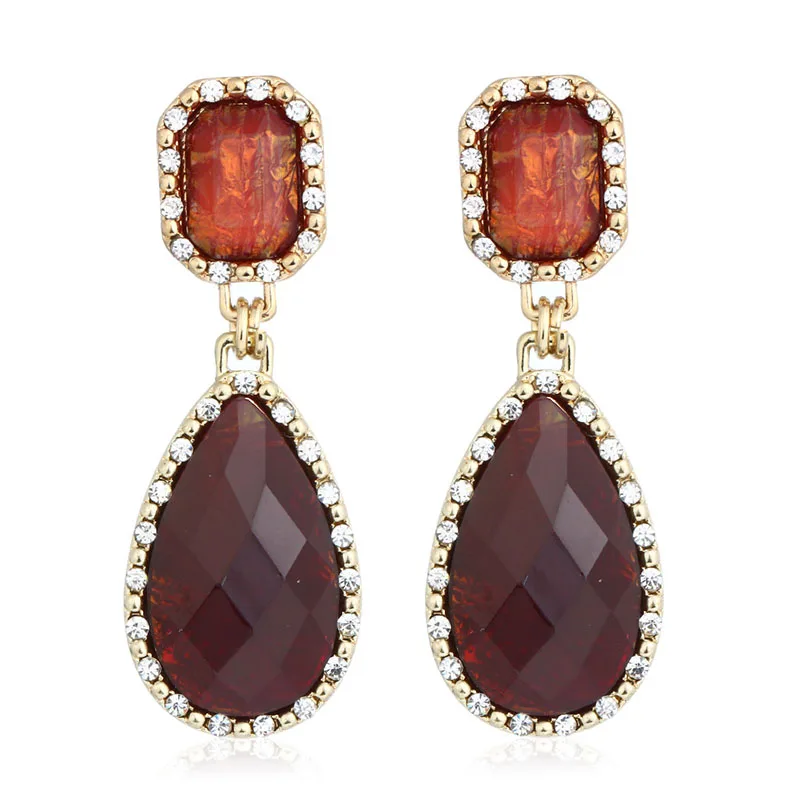 HONGYE Resin Long Water Drop Earrings For Women Gold Multiple Color Vintage Jewelry Dangling