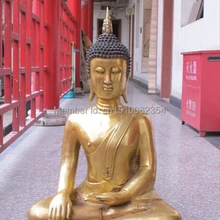 2" Таиланд сиденье Татхагата Будда Бронзовый gild Острая головка Шакьямуни статуя