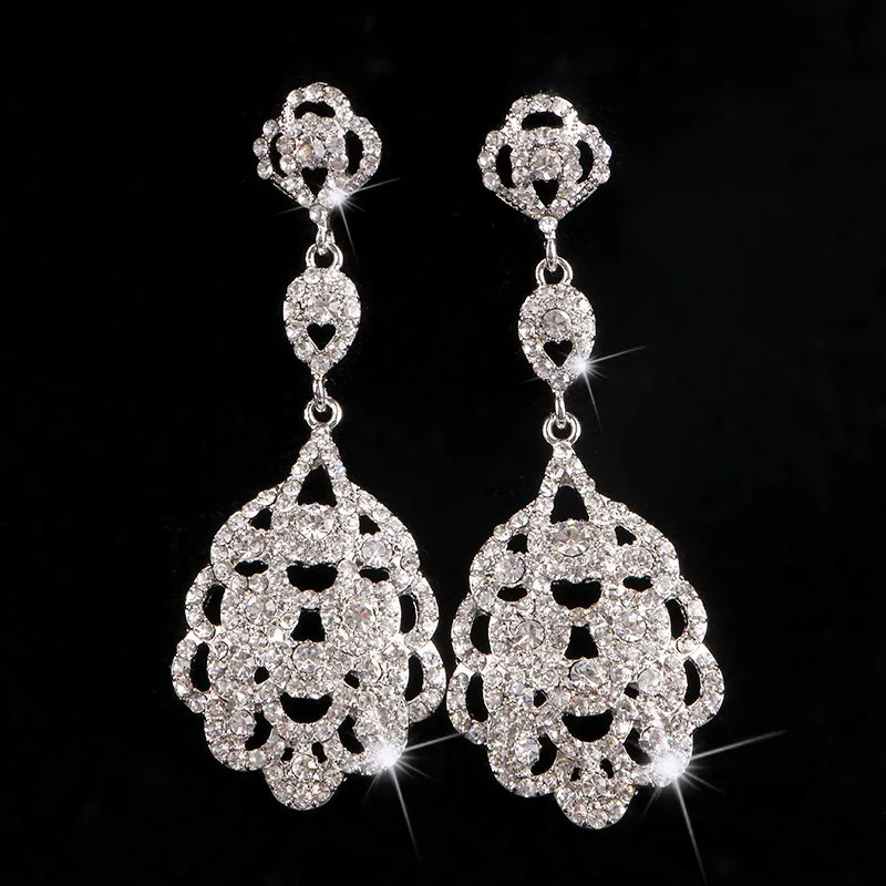  925 sterling silver vintage long earrings for women 585 gold plated Austrian crystal jewelry brincos de festa wedding bridal accessories gifts HB025 (1)