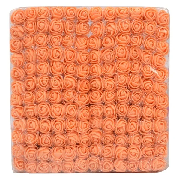 12pcs 2cm Mini Foam Rose Artificial Flower Bouquet Wedding Flower Decoration Scrapbooking DIY Wreath Cheap Fake Rose Flowers - Цвет: Orange