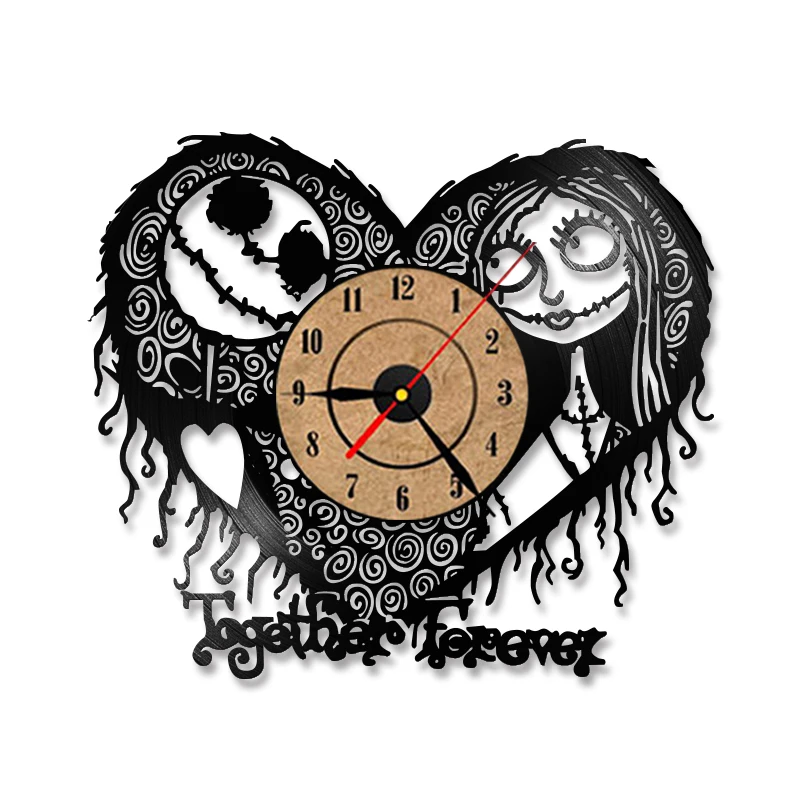 Skup Wystrój domu nightmare before christmas serce wzór płyta winylowa zegar Hollow kreatywny w antycznym stylu płyta cd zegar led