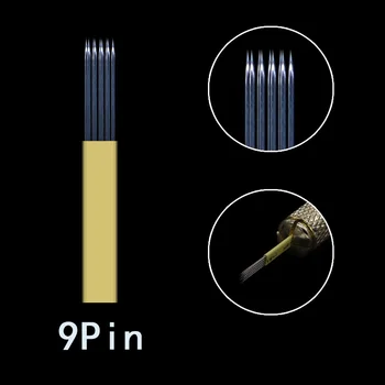 

500pcs mixing 9Pin Microblading Shading Blades Tattoo Needles DOUBLE ROW Microblading Needles Fog Brow Needle free shipping