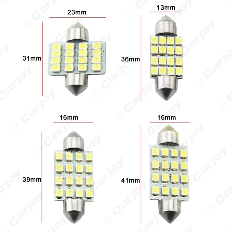 LEEWA 1 шт. белые Автомобильные светодиодные лампы 31 мм 36 39 41 16 SMD 1210/3528 чип фестон