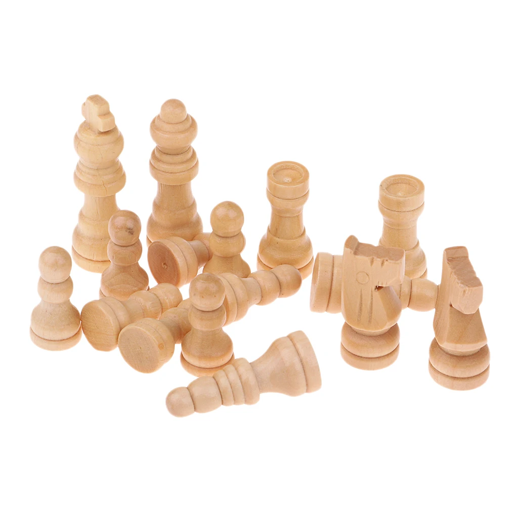 

16 Wooden 3 in 1 Table Board Game Set Chessman 48mm King for International Chess Prop Gift for Chess Lovers