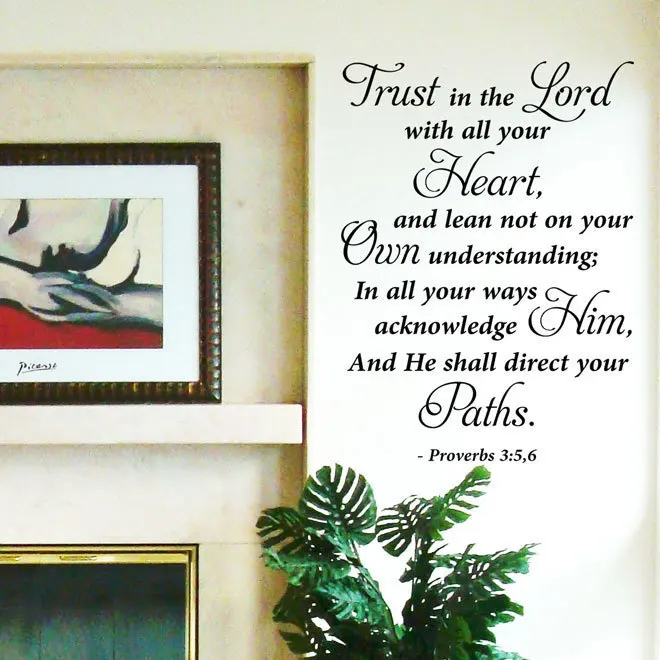 Vinyl Wall Art Stickers Large Bible Quote" Trust in the Lord " Bedroom