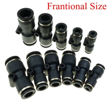 

Air Pneumatic Push In Fitting Straight Uinon Connector For Fractional Tube OD 5/32" 1/4" 5/16" 3/8" 1/2" Equal Or Reducing