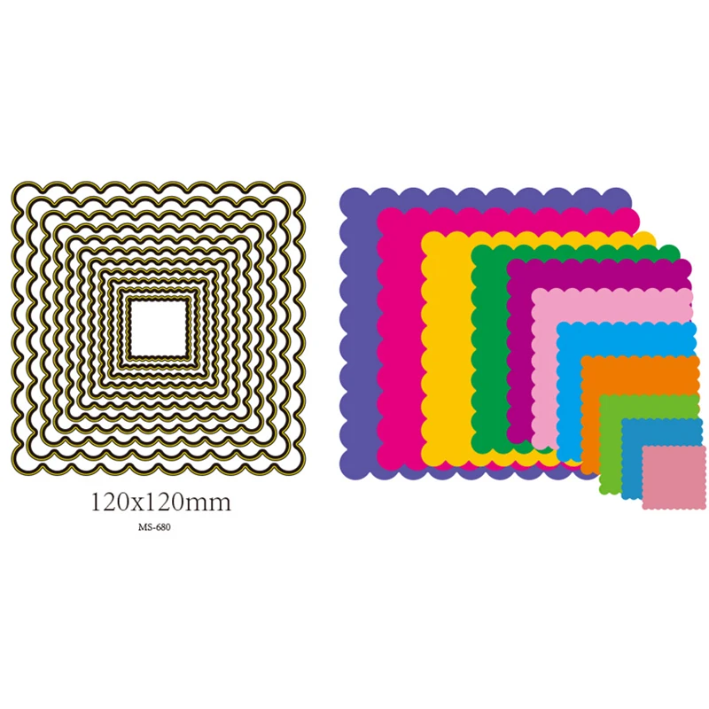 

ForeWan Handcraft Metal Steel Cutting Dies Square Nesting Frame Embossing Die Stencil for DIY Scrapbooking Album Card Decorative