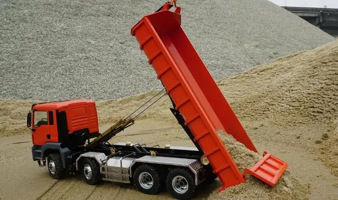 4 axis Engineer Hydraulic roro unloading hopper bucket Cargo 1/14 Scale MAN R/C Tractor RC 8x8 Dump Truck RTR Ready To Run  9ch