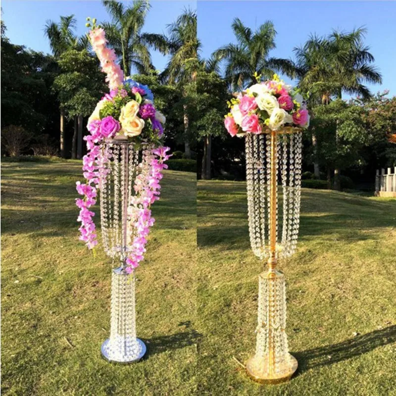 

100cm(39") Tall Acrylic Crystal Wedding Centerpiece Road Lead Stand Dinner Party Table Decoration Candlestick 10 Sets