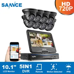 SANNCE 8CH CCTV Системы 10,1 дюйма displayer DVR 8 шт. 720 P HD купольная видео наблюдения домашней безопасности Камера Системы