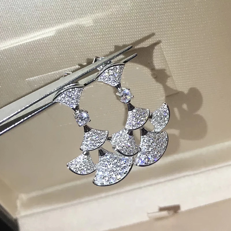 

Pure 925 Sterling Silver Jewelry For Women Hot Charm Silver Earrings More Fan Set Earrings Luxcy Earrings Party Jewelry Earrings
