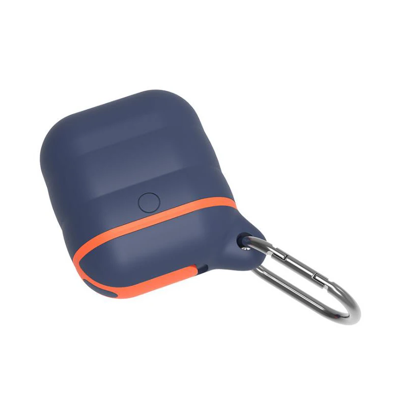 Силиконовый чехол s чехол для Apple Airpods i10 TWS Bluetooth наушники с защитой от потери водонепроницаемый противоударный защитный чехол - Цвет: dark blue orange