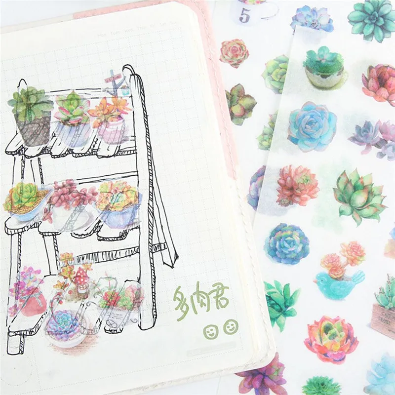 8I1535619170_6-pcs-pack-Succulent-Plants-Stickers-Set-Decorative-Stationery-Stickers-Scrapbooking-DIY-Diary-Album-Stick-Label (2)