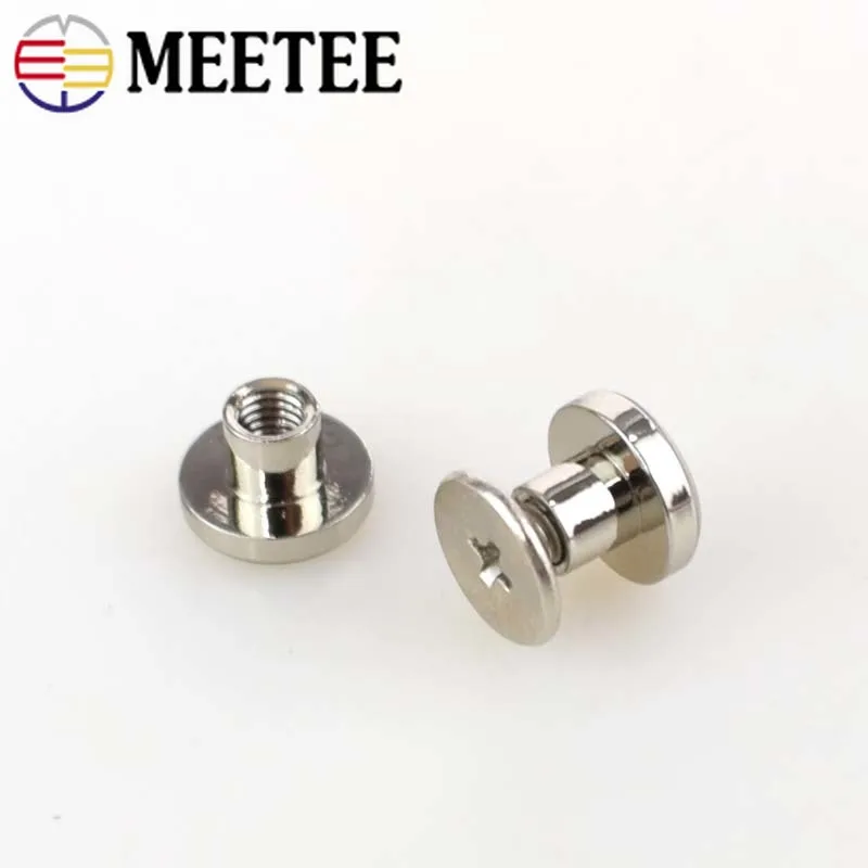 Meetee 10 шт./набор, 8/10 мм с плоским дном прикручиваемый металлический с крепёжным элементом на DIY кожаная сумка Костюмы Декор прошитая вручную аксессуары BD395