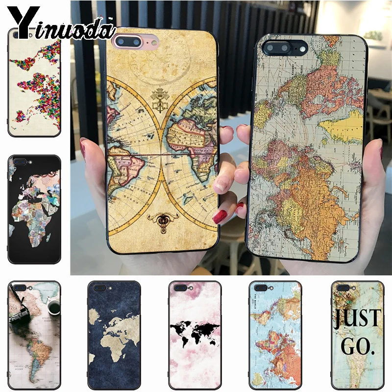 

Yinuoda Stylish World Map Travel Plans Unique Luxury soft tpu Silicon phone case for iPhone 7plus X 6 6S 7 8 8Plus 5S 11pro case