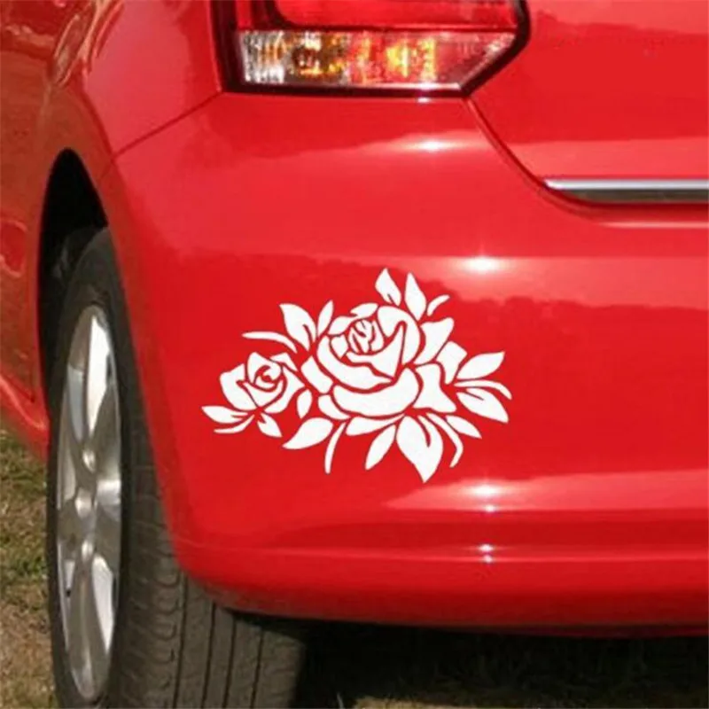 1pc 3 Colors Elegant Charm Rose Car 3D Sticker Reflective Warning Decal Waterproof Window Vinyl Cover Black White Yellow 20x14cm |