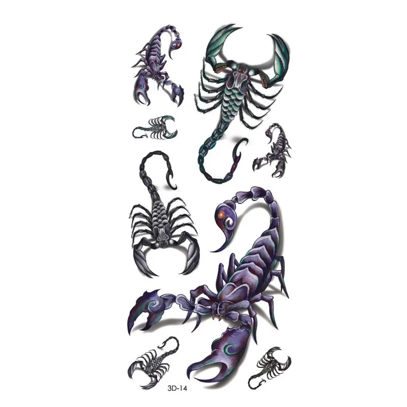 4Pcs Temporary 3D Tattoo Body Art Black Scorpion Designs Transferable Tattoo Sticker Beauty Makeup Fake Tatuagem fake-body-tattoos : image 4Pcs Temporary 3D Tattoo Body Art Black Scorpion Designs Transferable Tattoo Sticker Beauty Makeup Fake Tatuagem fake-body-tattoos