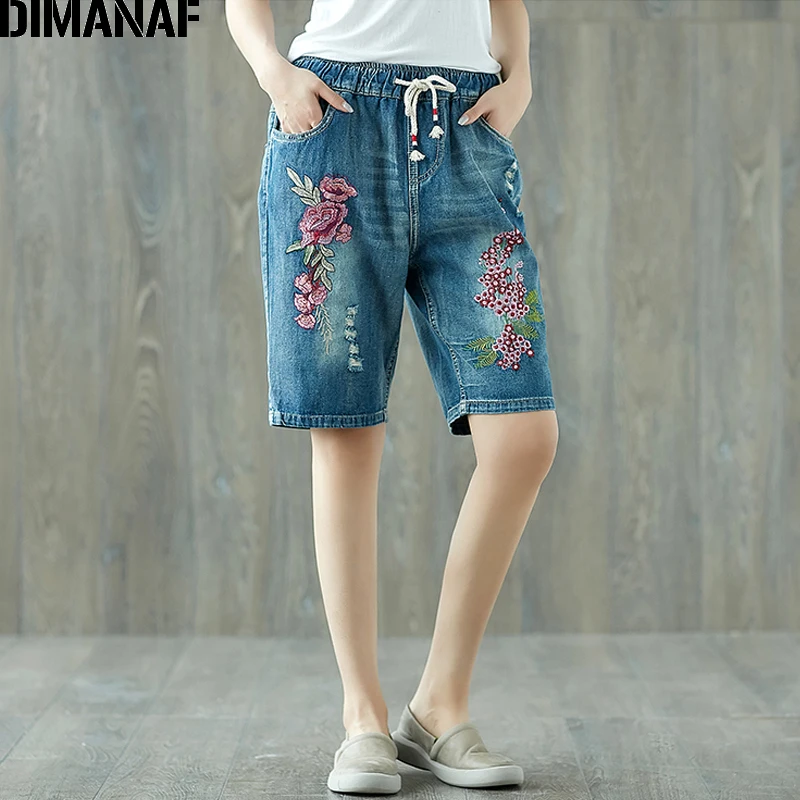DIMANAF Women Jeans Pants Shorts Summer Plus Size
