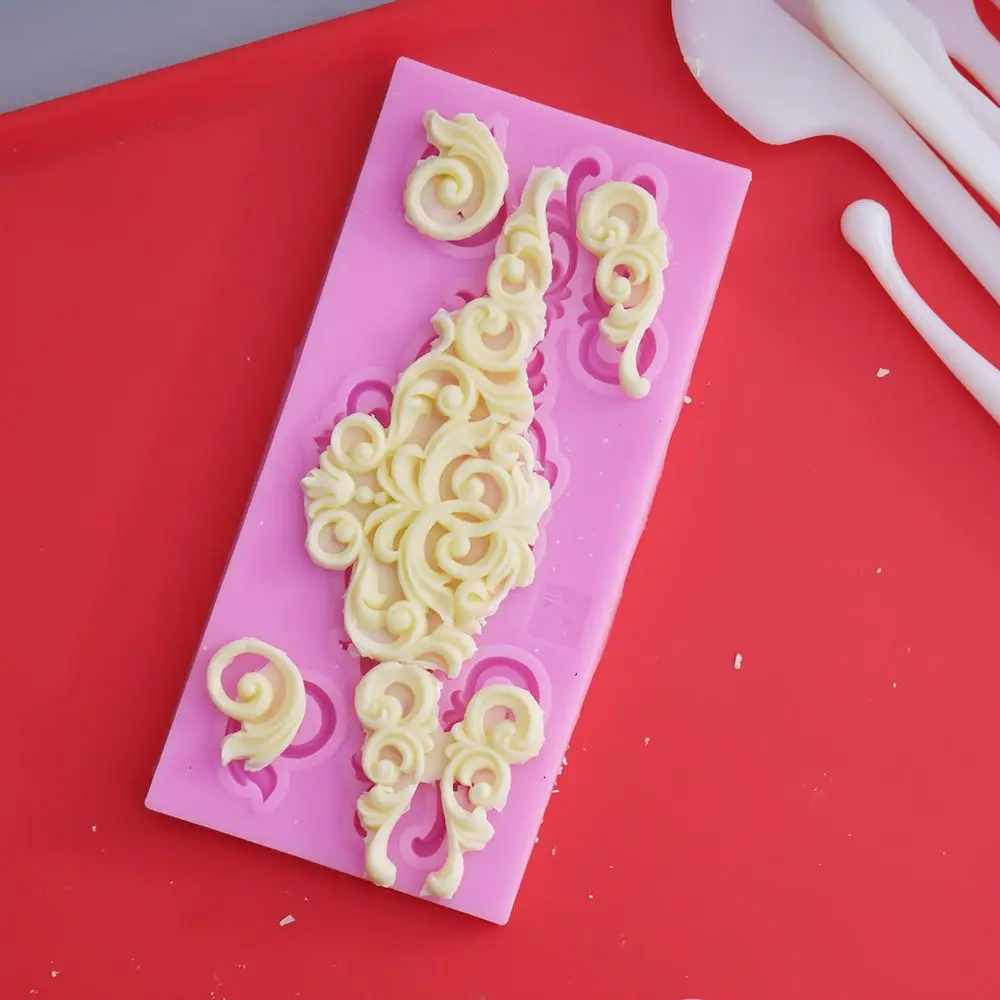 

Baroque Scrolls 3D Relief Cake Border Silicone Flower Fondant Cake Decorating Tools Cupcake Chocolate Gum Paste Clay Candy Molds