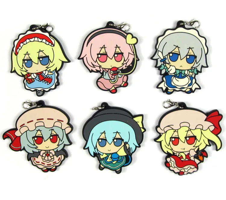 TouHou Project 3D 2-Sides Keychain KeyRing Anime Rubber Strap Phone Charm Gift