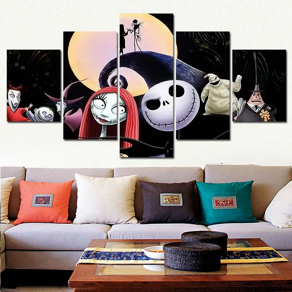 

5 Pieces Canvas The Nightmare Before Christmas Modular Pictures 5 panel Canvas painting Wall Art poster and prints F227
