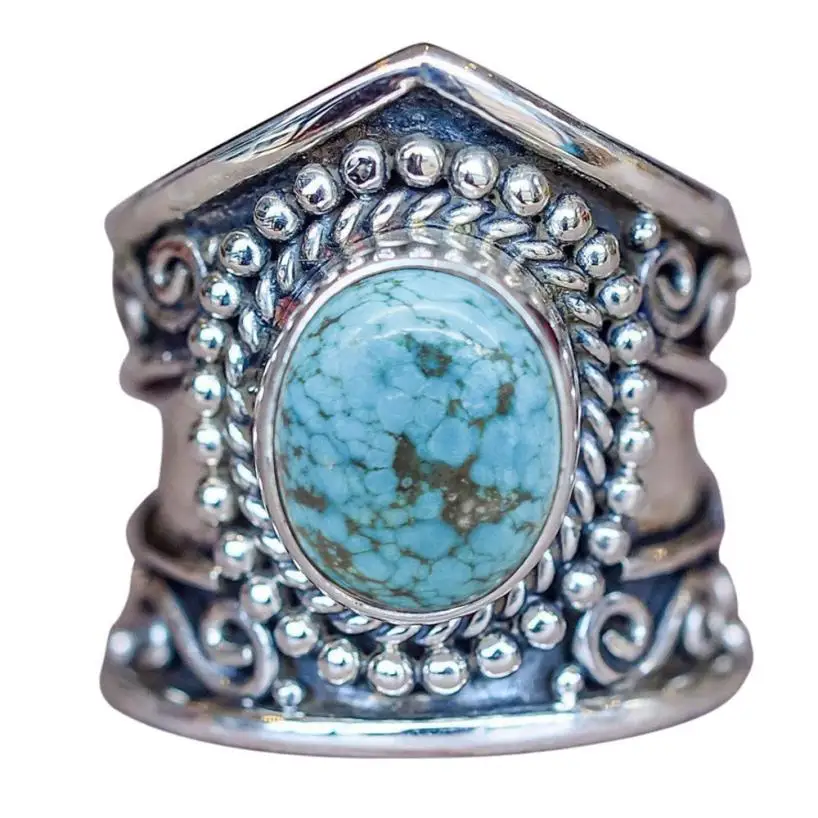 

1PC Boho Jewelry Silver Natural Marquise White Opal Personalized Ring 0012