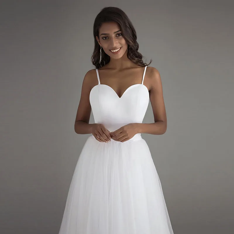 Lorie vestidos de casamento com alça espaguete,