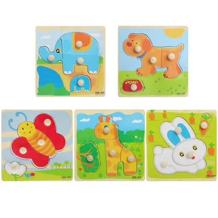 LUNZAITOYS Small Wooden Animals Cartoon Grab Peg Knob Puzzles Toy 14.514.80 (4)