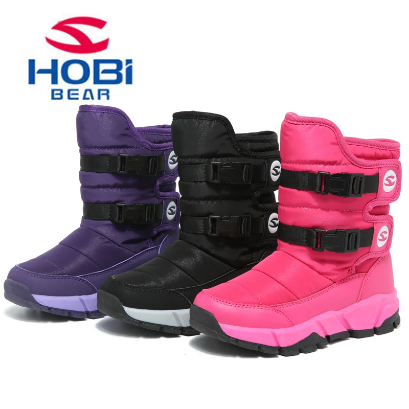 

Children's Winter Boots for Girls Boys Warm Plush Waterproof Antiskid Buckle Hook and Loop Outdoor Snow shoes Kids Warm Sneakers